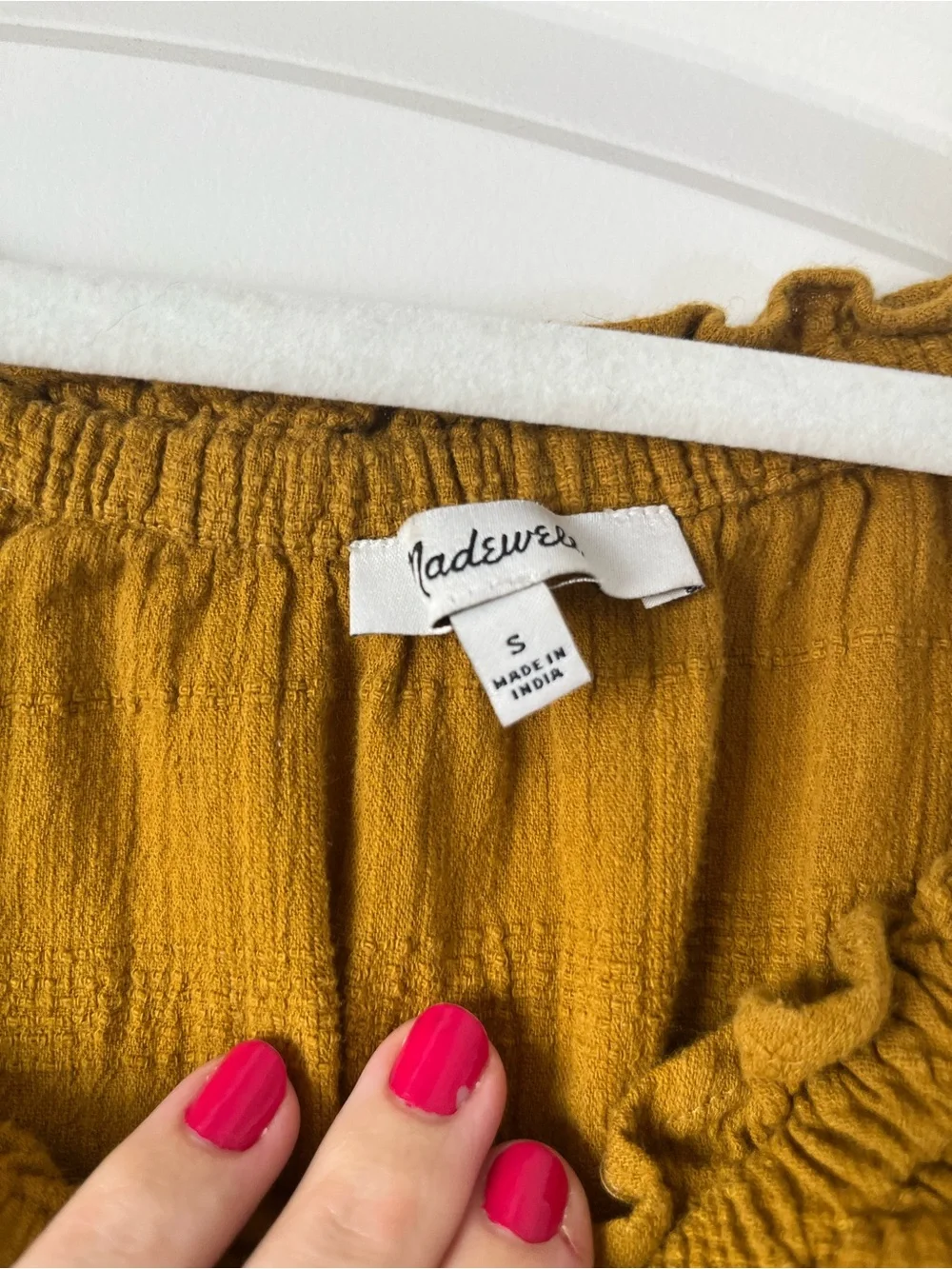 Madewell Mustard Smocked Peasant Blouse - Women Tops